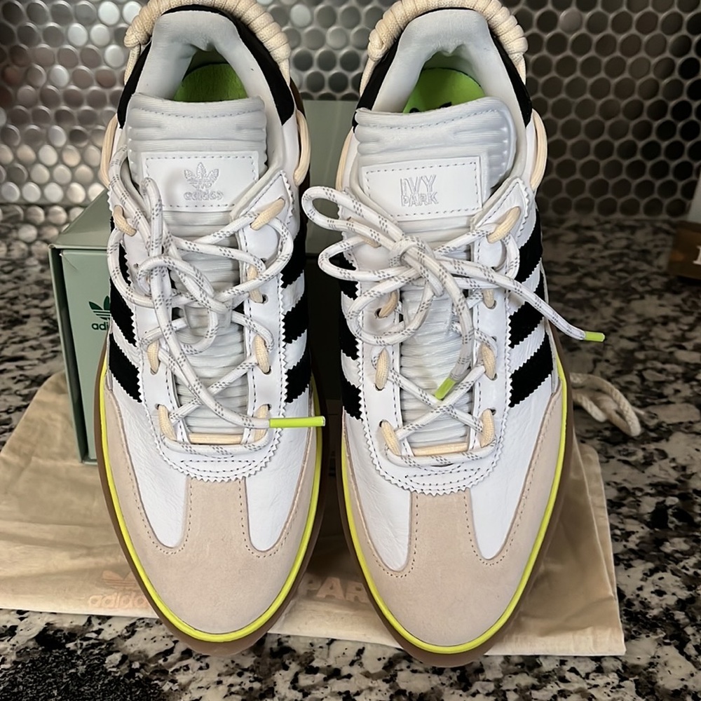 adidas IVY PARK White Black Lime Accent Athletic Sneakers